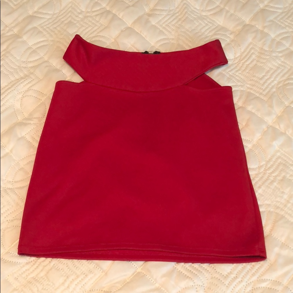 Red cutout mini skirt - high waisted